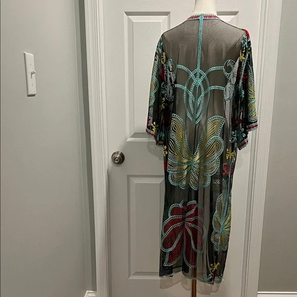 Embroidered Sheer Robe - Picture 4 of 5